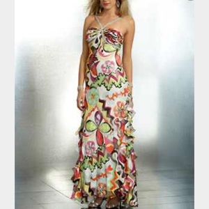 Mary L Couture sz 6 print floorlength gown