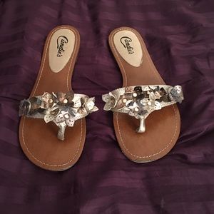 Candies gold flip flops