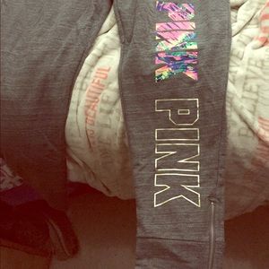 VS Pink Skinny Collegiate Pants Dark Marl Grey