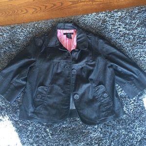 Willi Smith cropped black jean jacket.