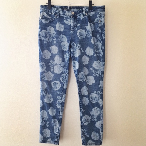 LC Lauren Conrad floral patterned jeans