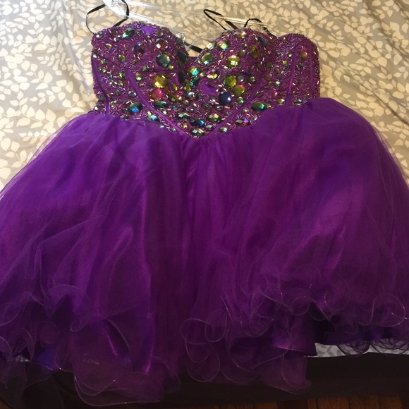 A short cute purple dress.