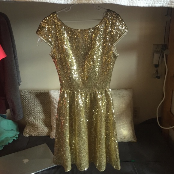 Gold Sequin Cocktail Dress - Picture 1 of 3
