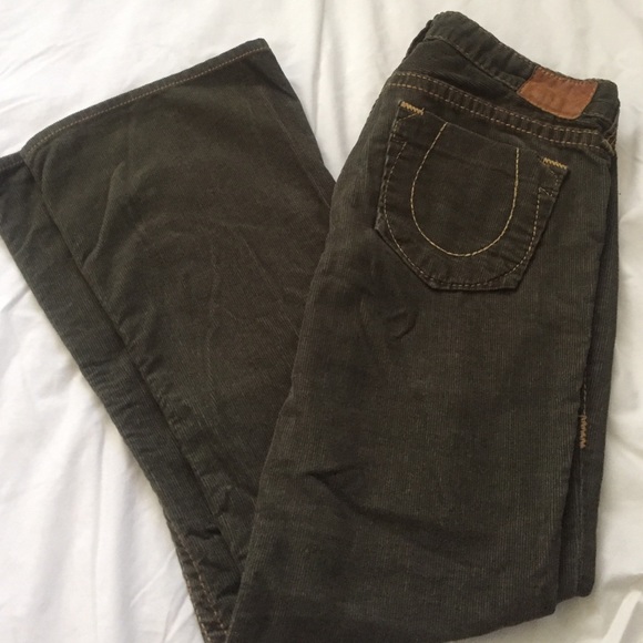 True Religion green corduroy bootcut jeans