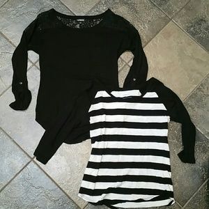 Express Burnout and Lace top striped black white