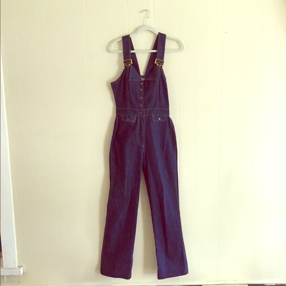 Vintage 70's Shades of Blue Denim Overalls.