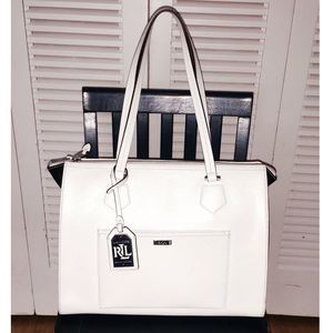 Ralph Lauren Black and White Leather Tote
