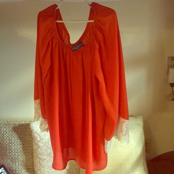 Orange flowy top w wide Sleeves - Picture 1 of 1