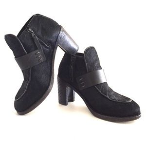 Rag & Bone Black Lytton Calfhair Loafer Booties.