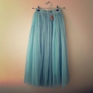 Blue Tulle Maxi Skirt