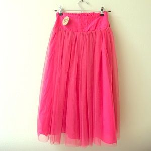 Hot pink tulle maxi skirt