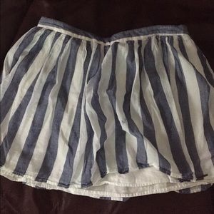 Blue and white striped skirt