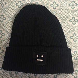 Black acne studio beanie with face-super cute!