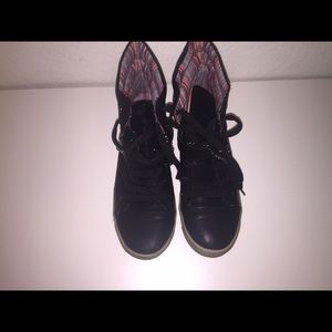 Cathy Jean black leather high top sneakers