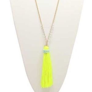 //Yellow Tassel Necklace//