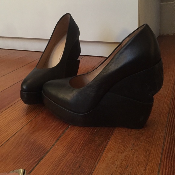 All Saints black wedges