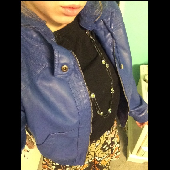 Forever 21 blue pleather jacket
