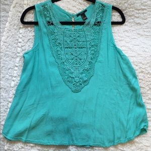 Blue flowy tank