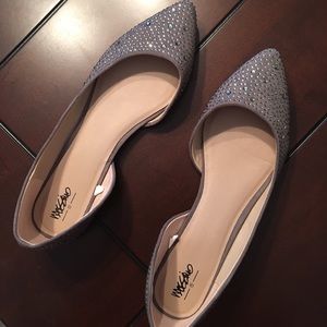 Grey Rhinestone Flats