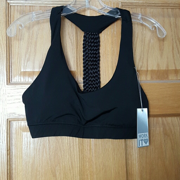 Black sports bra with braided back