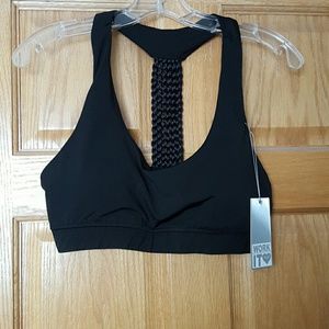 Black sports bra with braided back