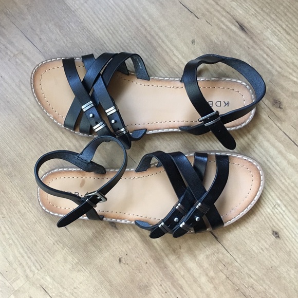 Kelsi Dagger sandals, size 8, black with buckle