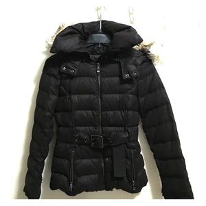ZARA Woman Down Jacket with removable fur hood
