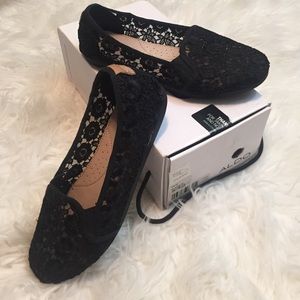 Black lace slide ons