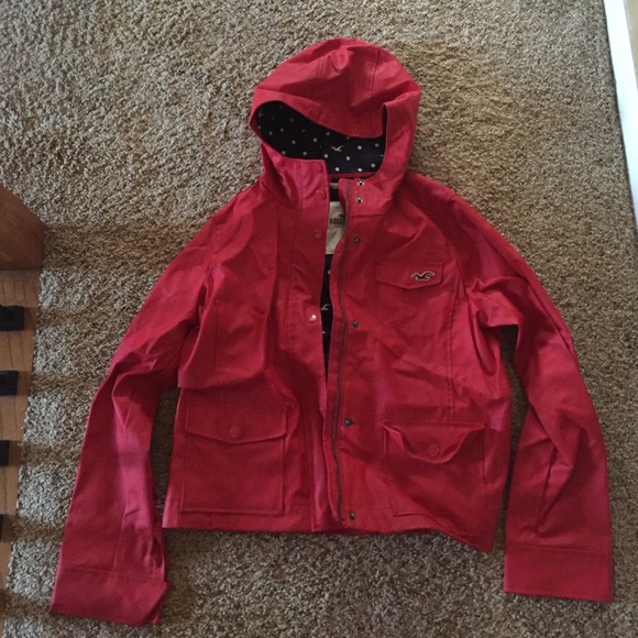 Hollister Red Rain Jacket