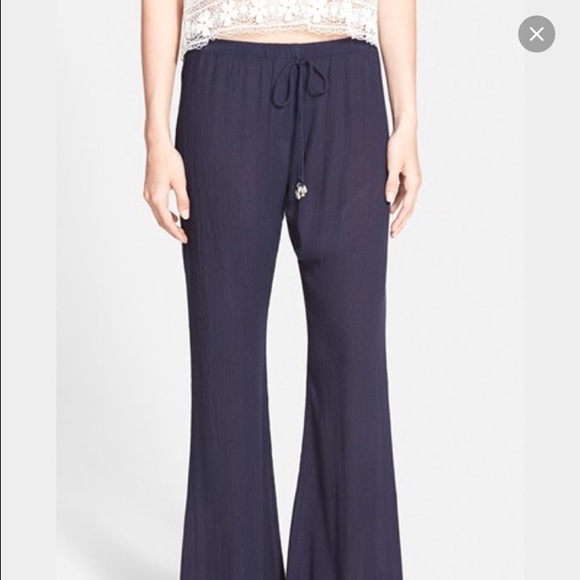 Band of Gypsies Pants - gauze navy blue flowy pants airy flare wide leg