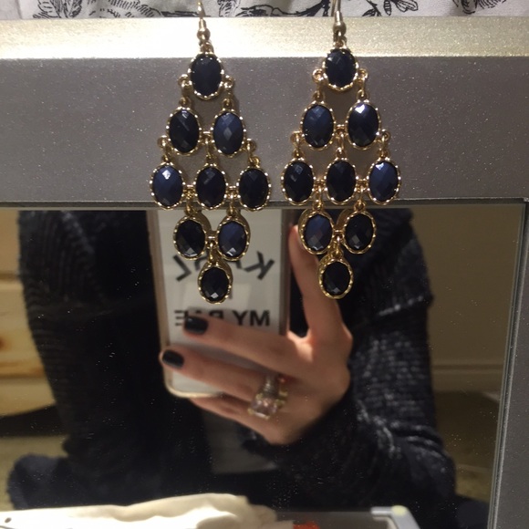 Navy dangly earings