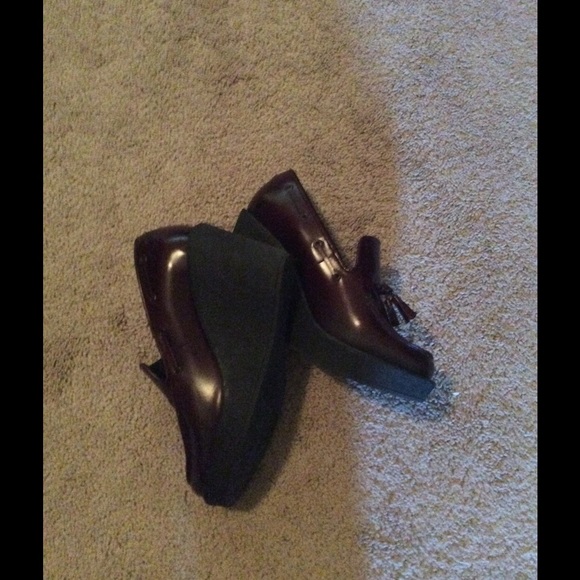 Pierre hardy red wedge heel loafers