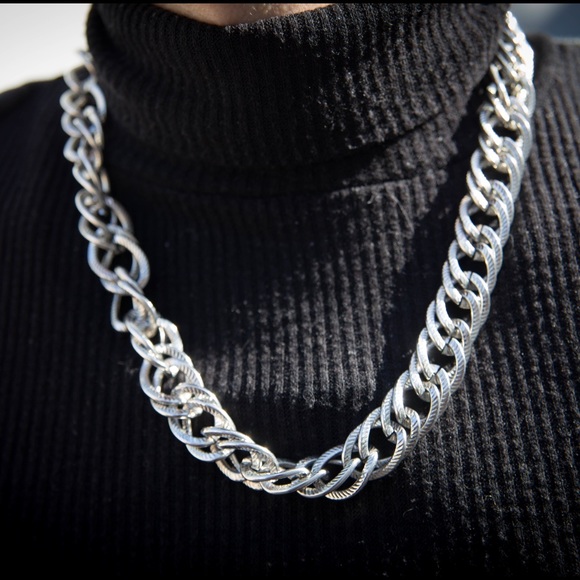 🕶Silver Chain Necklace Unisex Chainlink Cool Edgy
