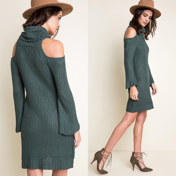 "Dyed Carnations" Knitted Turtleneck Sweater Dress - Picture 2 of 4