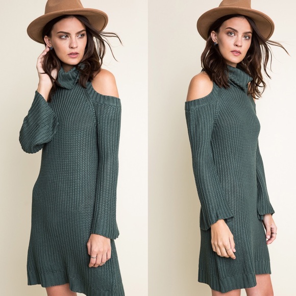 "Dyed Carnations" Knitted Turtleneck Sweater Dress - Picture 3 of 4