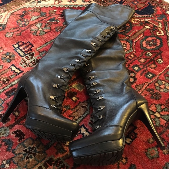 Stuart weitzman lace up over the knee leather