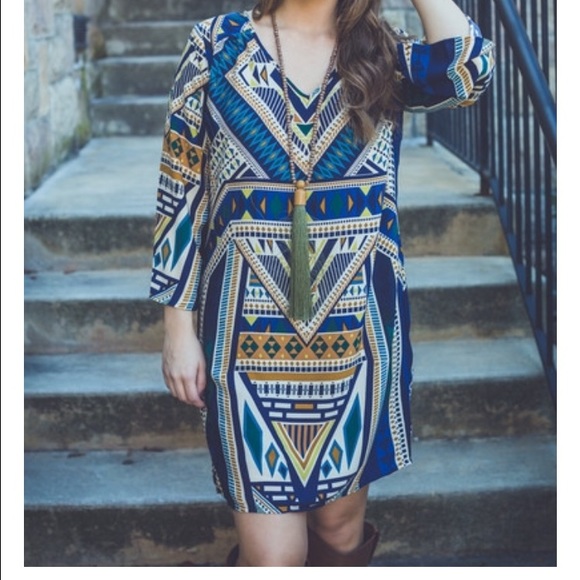 New navy tribal print dress