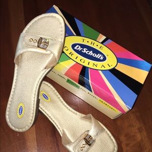 Dr Scholl's Metallic Gold Sandals