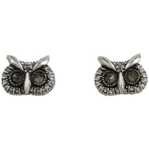 Fossil Owl Silver Sparkle Stud Earrings