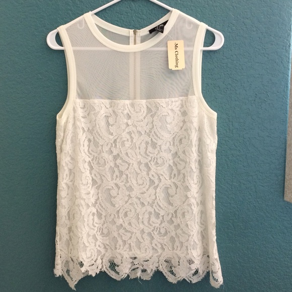 White sheer & lace blouse