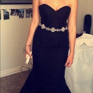 One of a kind Terry Costa hand beaded black gown.