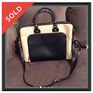Aldo Ostrich Cream & Black Laptop Bag