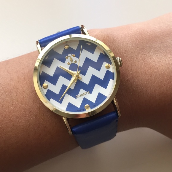 Blue & gold chevron watch