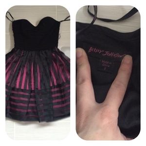 Betsy Johnson black and pink cupcake chiffon dress