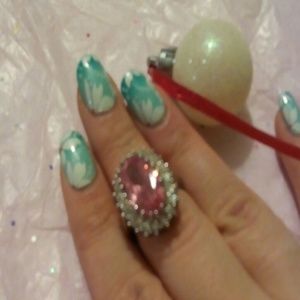 Pink ice ring unstamped costume jewelry size 8