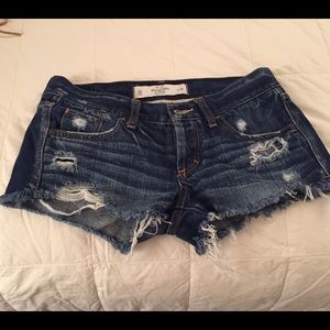 Abercrombie and Fitch dark distressed jean shorts