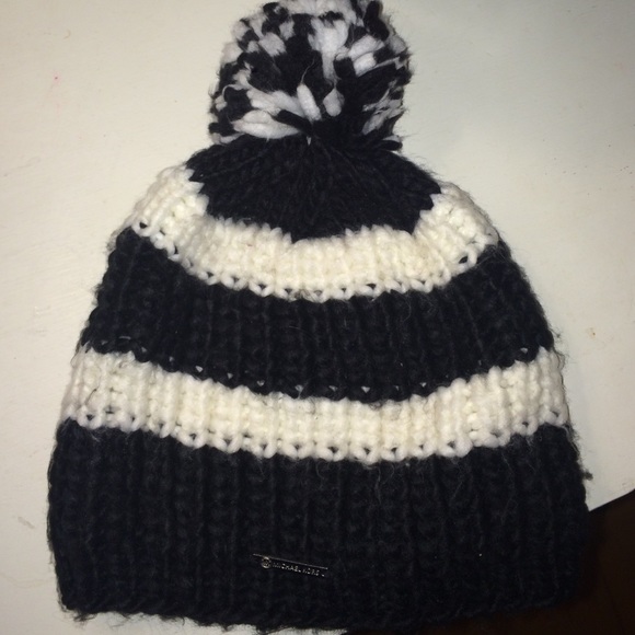 Michael Kors Women's Pom Pom Knit Hat Black/White