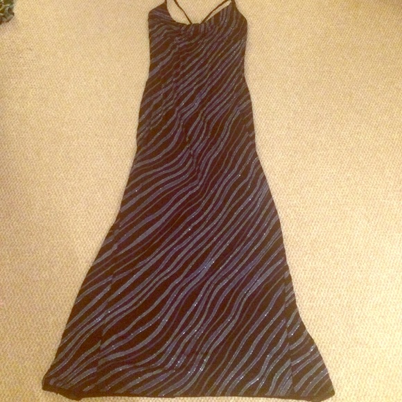 Scott McClintock long blue and black sparkly dress