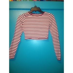 Forever 21 Striped Crop Top W/ elbow cutouts