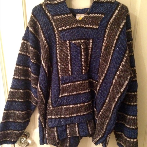 Blue and Grey Striped Baja Sweatshirt